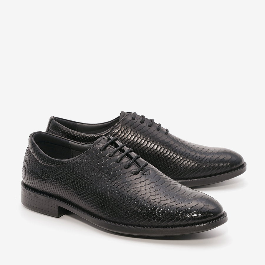 נעלי קרוקו אלגנטיות לגברים בצבע שחור