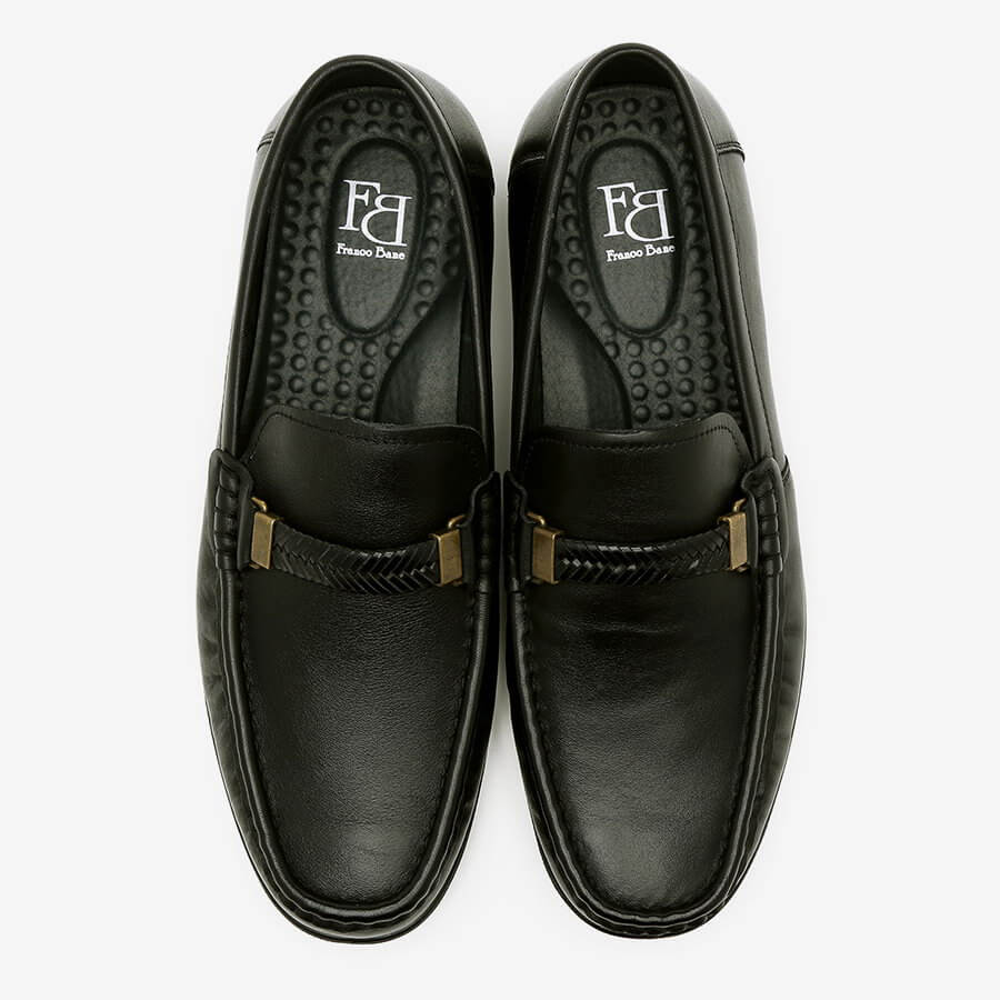 נעלי עור מוקסין צמה